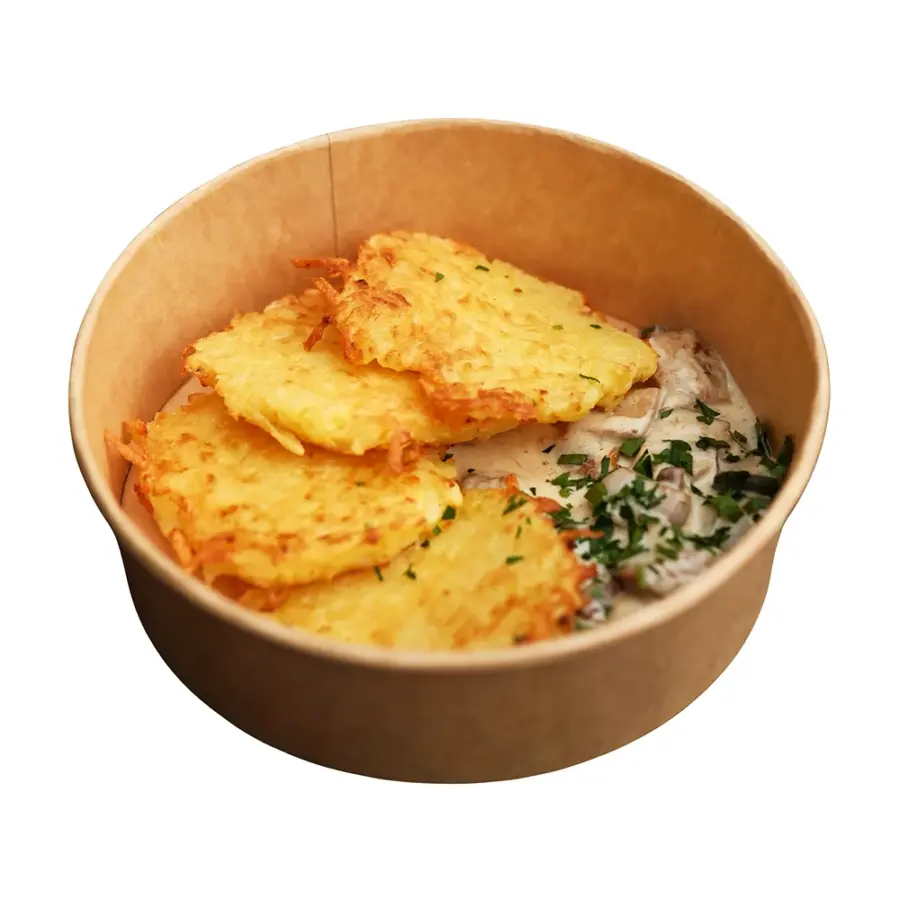 Деруни з білими грибами та ерінгами